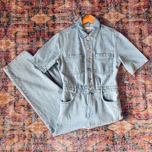 MNG Denim Short Sleeve Jumpsuit / Boilersuit - Size Medium
